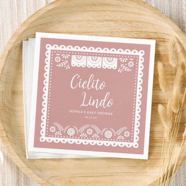 Pink Cielito Lindo Talavera Mexican Baby Shower Napkin (Creator Uploaded)