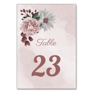  pink cinnamon rose white floral  table number