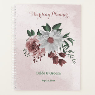 pink cinnamon rose white floral wedding planner