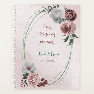 pink cinnamon rose white floral wedding planner