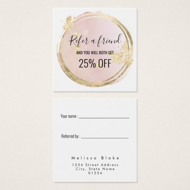 pink circle design referral card (Front & Back)
