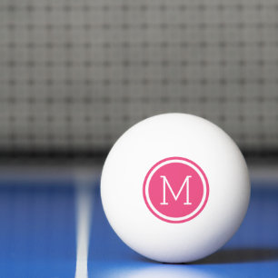 Pink Circle Monogram Personalised Ping Pong Ball