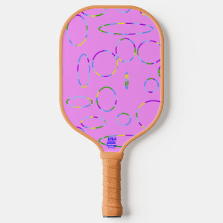 Pink Circles and Loops Pickleball Paddle