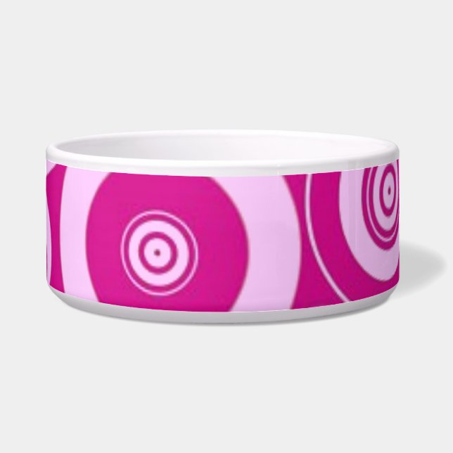 Pink Circles Dog Bowl (Front)