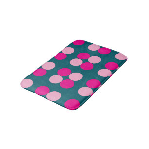 Pink Circles on Green Bath Mat