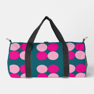 Pink Circles on Green Small Duffle Bag