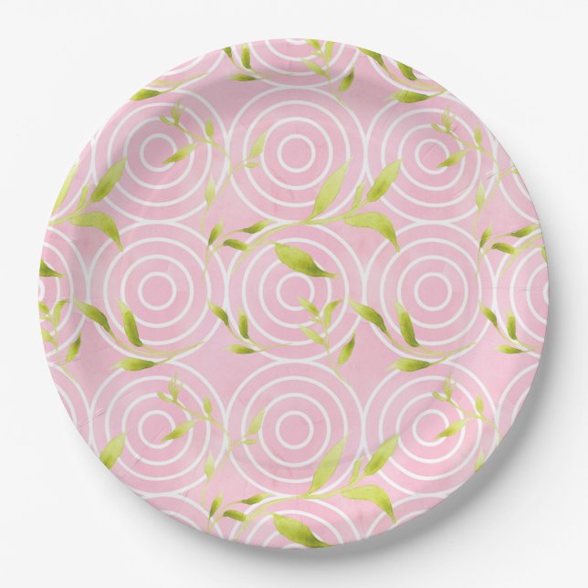 Pink Circles Paper Plate (Front)