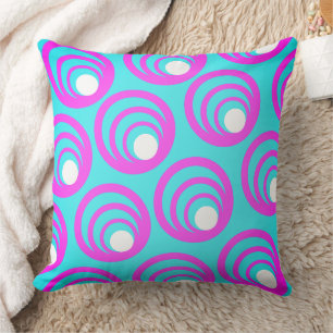 Pink Circles White Inner Circle Cushion