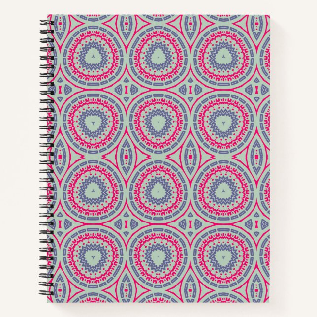 Pink Circular Pattern Spiral Notebook (Front)
