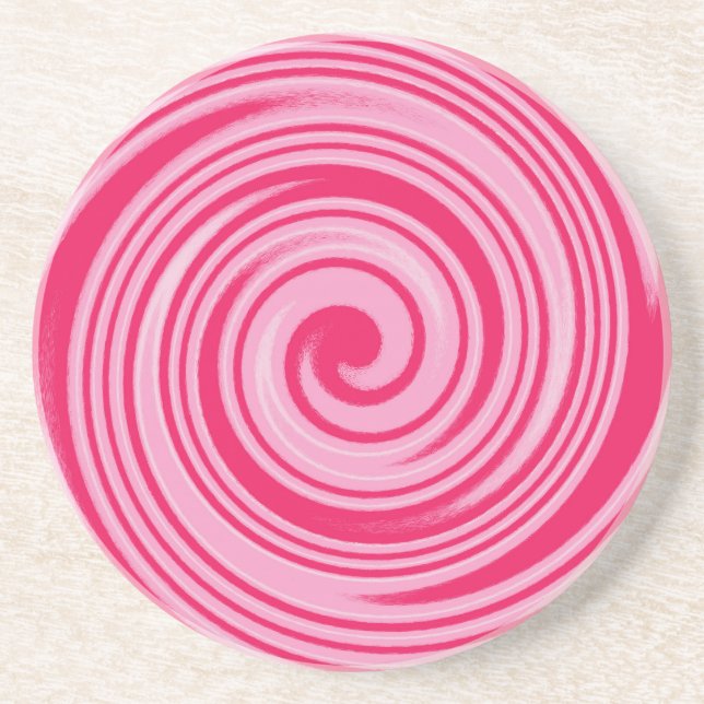 PInk circular swirl pattern Coaster (Front)
