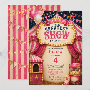 Pink Circus Birthday Invitation