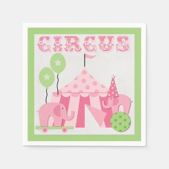 Pink Circus Birthday Paper Napkins (Front)