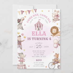 Pink Circus Birthday Party Invitation Carnival
