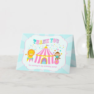 Pink Circus Carnival Personalised Thank You Card