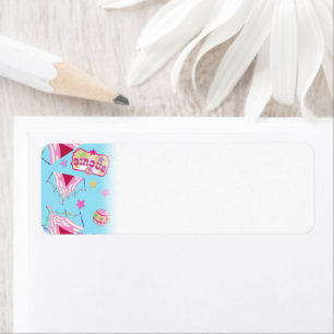 Pink Circus Tent Ball Yellow Stars Vintage Return Address Label