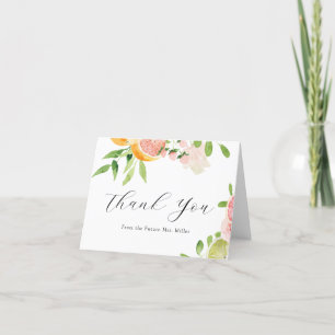 Pink Citrus Bridal Shower Thank You  Card