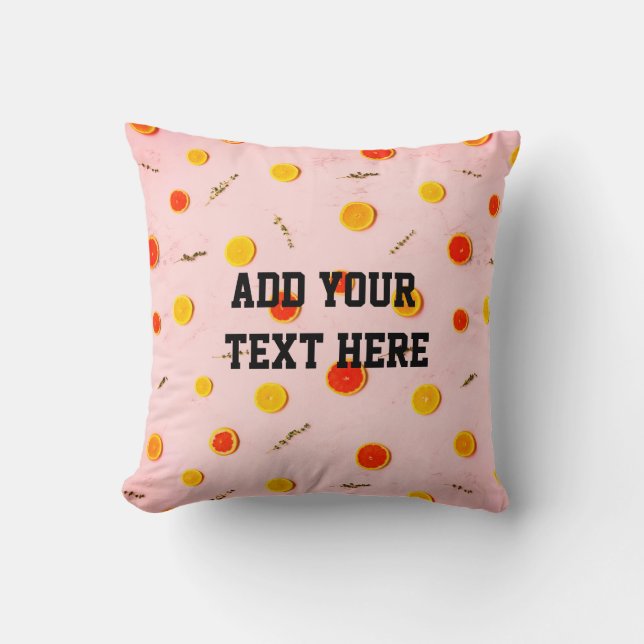 Pink Citrus Customisable Pillow (Front)