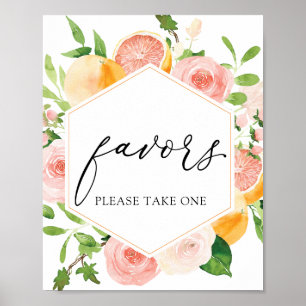 Pink Citrus Favours Sign