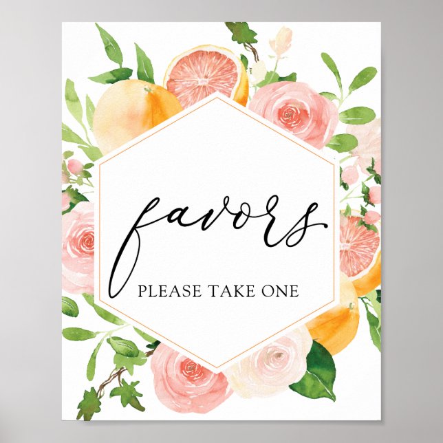 Pink Citrus Favours Sign (Front)