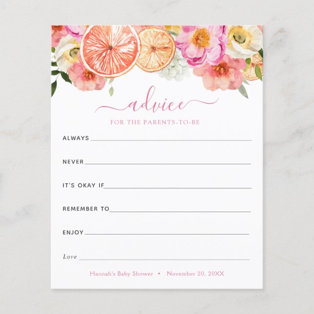 Pink Citrus Flowers Advice for the Parents-to-Be (Front)