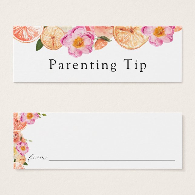 Pink Citrus Flowers Parenting Tip Card (Front & Back)