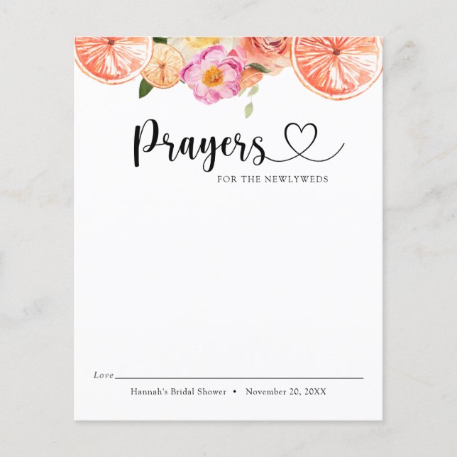 Pink Citrus Flowers Prayers for the Newlyweds (Front)