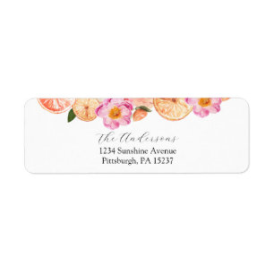 Pink Citrus Flowers Return Address Label