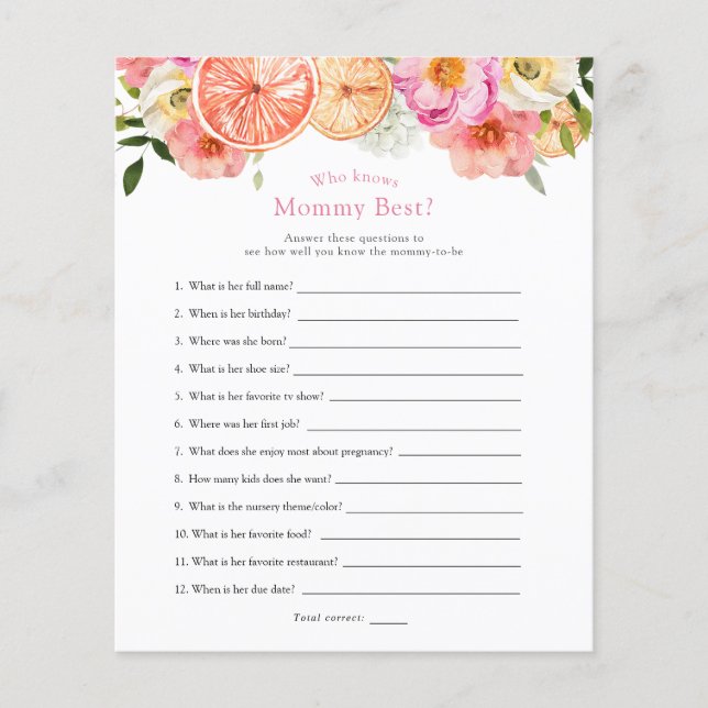 Pink Citrus Flowers Who Knows Mummy Best (Front)