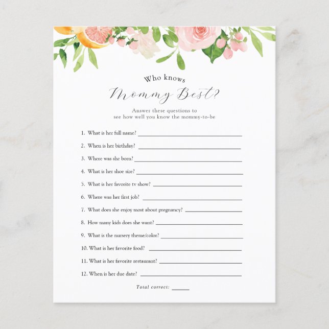 Pink Citrus Flowers Who Knows Mummy Best (Front)