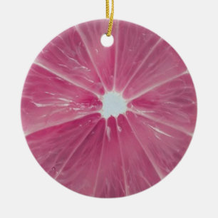 Pink citrus fruit earrings ceramic ornament
