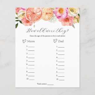 Pink Citrus How Old Were They Baby Shower Game 