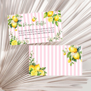 Pink Citrus Lemon Baby Shower Diaper Raffle Enclosure Card