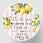 Pink Citrus Lemon Baby Shower Thank you