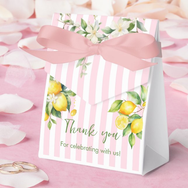 Pink Citrus Lemon Baby Shower Thank you Favour Box (Wedding)