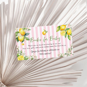 Pink Citrus Lemons Baby Shower Books for Baby Enclosure Card