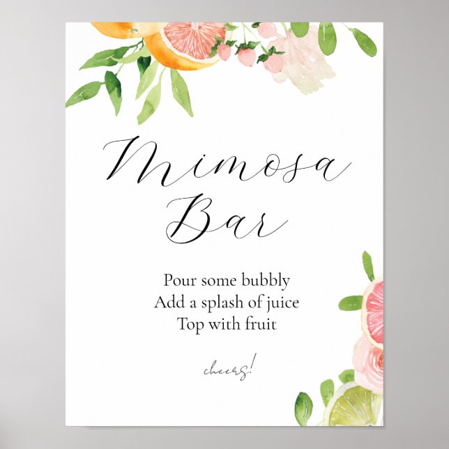 Pink Citrus Mimosa Bar Sign (Front)