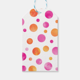 Pink Citrus Watercolor Polka Dots Gift Tags