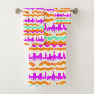 Pink City Urban Mural Graffiti Street Art Pattern Bath Towel Set