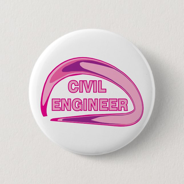 Pink Civil Engineer Golf Balls 6 Cm Round Badge (Front)