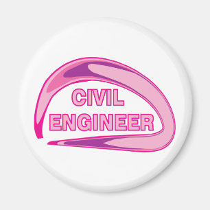 Pink Civil Engineer Golf Balls Magnet