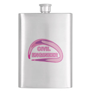Pink Civil Engineer Hip Flask