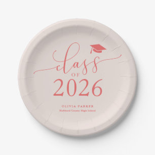 Pink Class of 2025 Graduation Party Paper Plate
