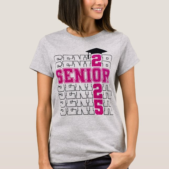 Pink Class of 2025 Senior Graduation T-Shirt (Front)
