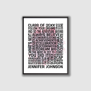 Pink Class of 20xx Graduation Typography Poster