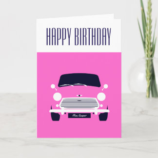 Pink Classic Mini Cooper Card