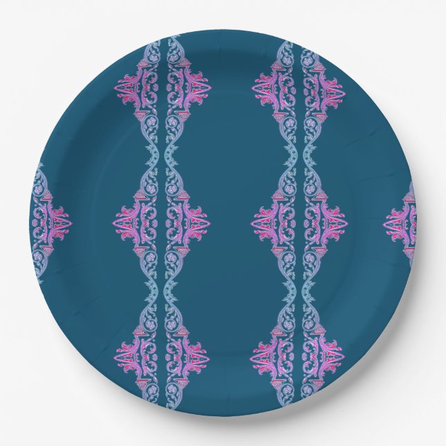 Pink classic Ornament paper Plates (Front)