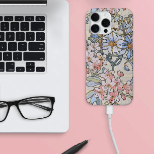 Pink Clematis Flowering Vine Alphonse Mucha iPhone 16 Pro Max Case