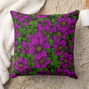 Pink Clematis vine Cushion