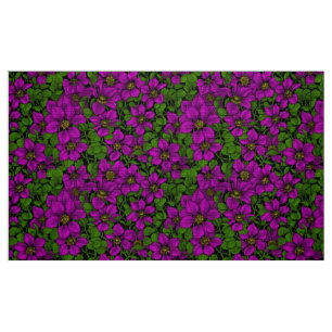 Pink Clematis vine Fabric
