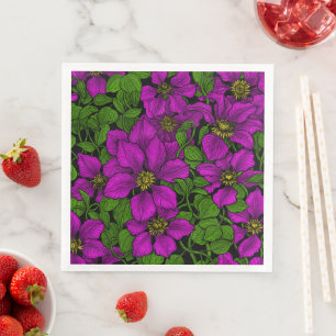 Pink Clematis vine Napkin